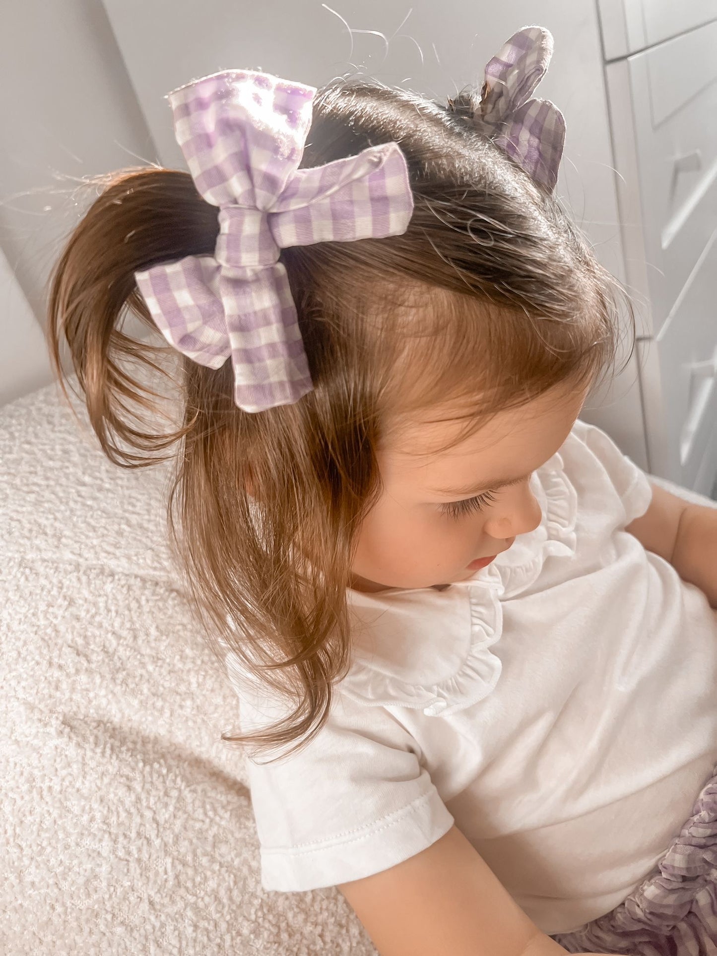 Gingham bow clip-available in 2 colours
