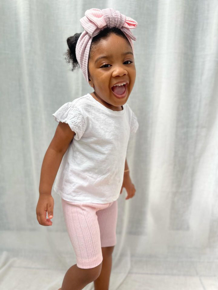 The Skylar two toned cycling shorts and chunky top knot-sold as a set