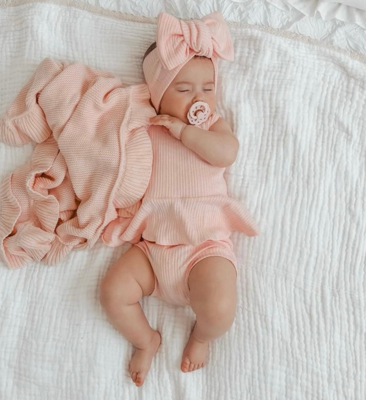 The Raine bummies, peplum top and chunky top knot-sold as a set & available in 2 colours