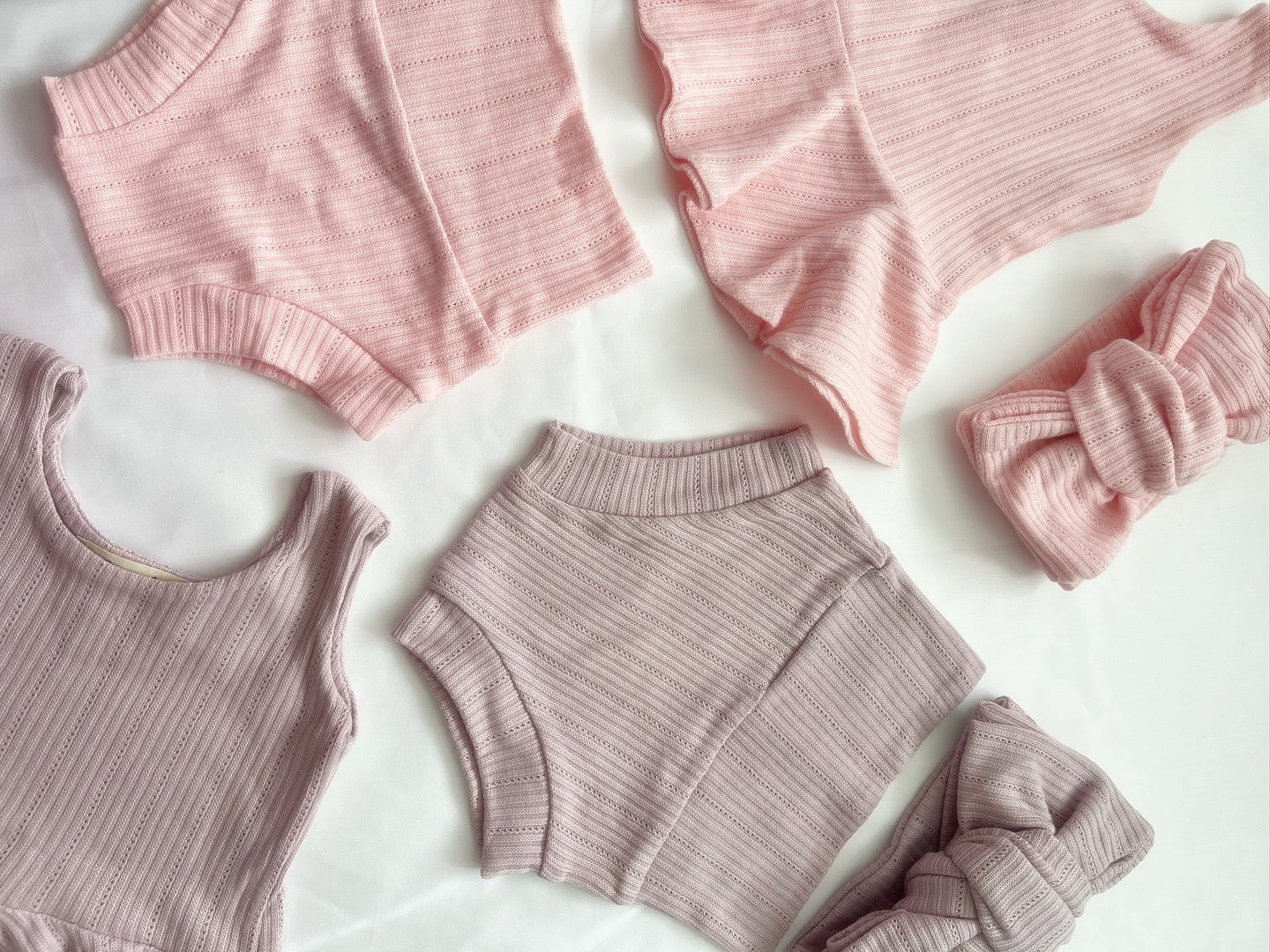 The Raine bummies, peplum top and chunky top knot-sold as a set & available in 2 colours