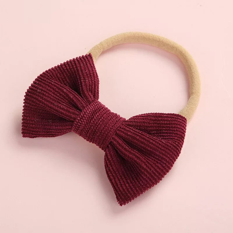 Dainty corduroy bow headbands