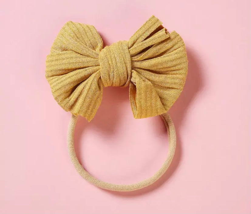 Dainty ribbed bow headbands