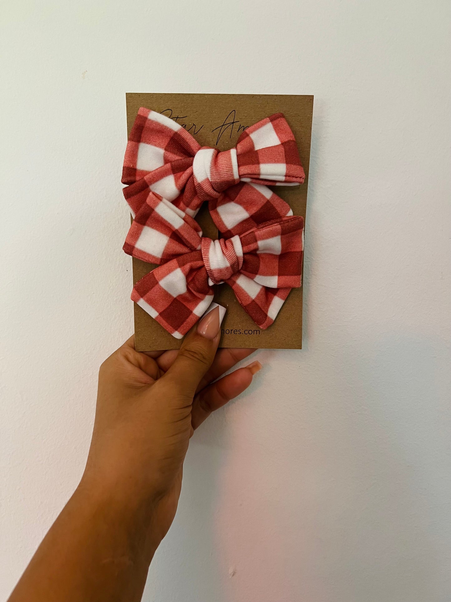 Posie gingham bow clip/s