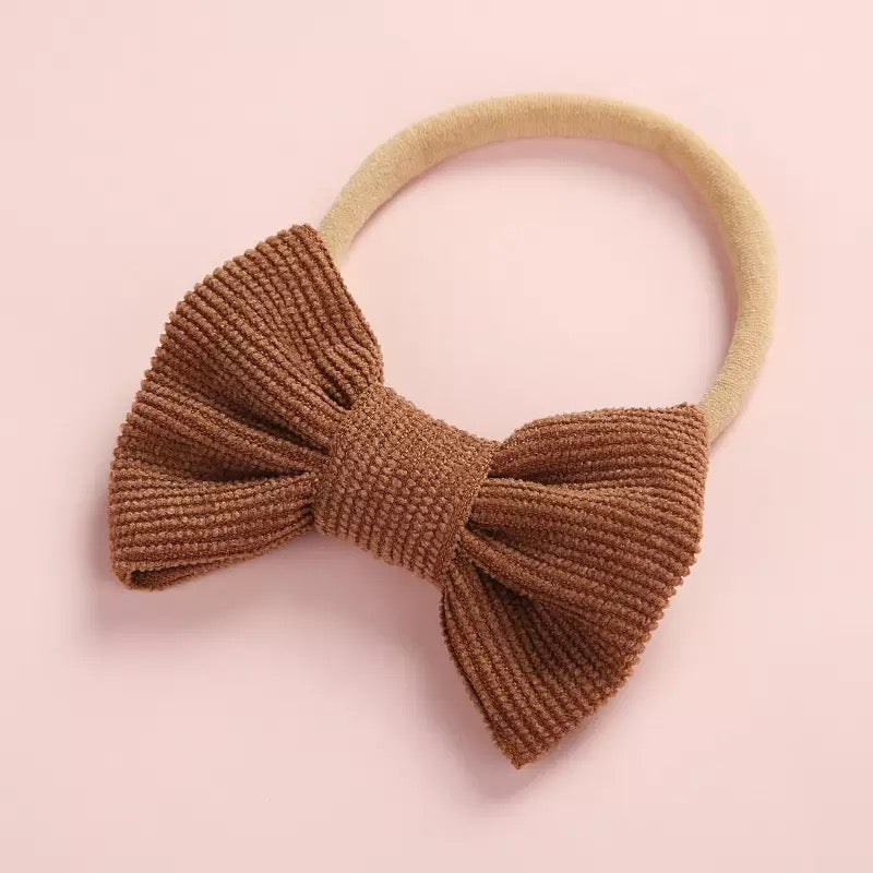 Dainty corduroy bow headbands