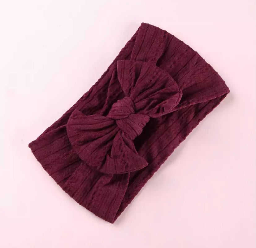 Cable knit bow headbands