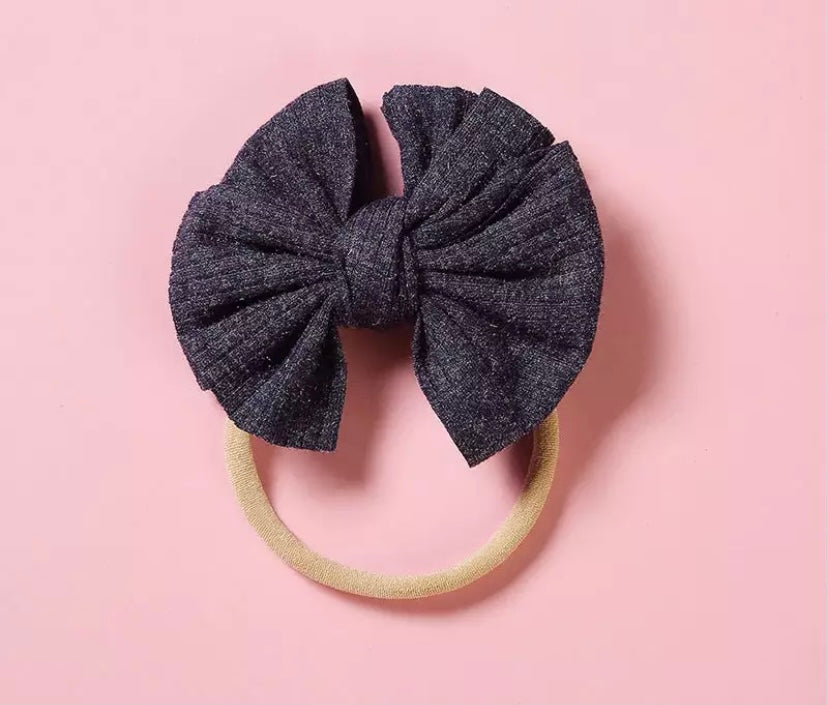 Dainty ribbed bow headbands