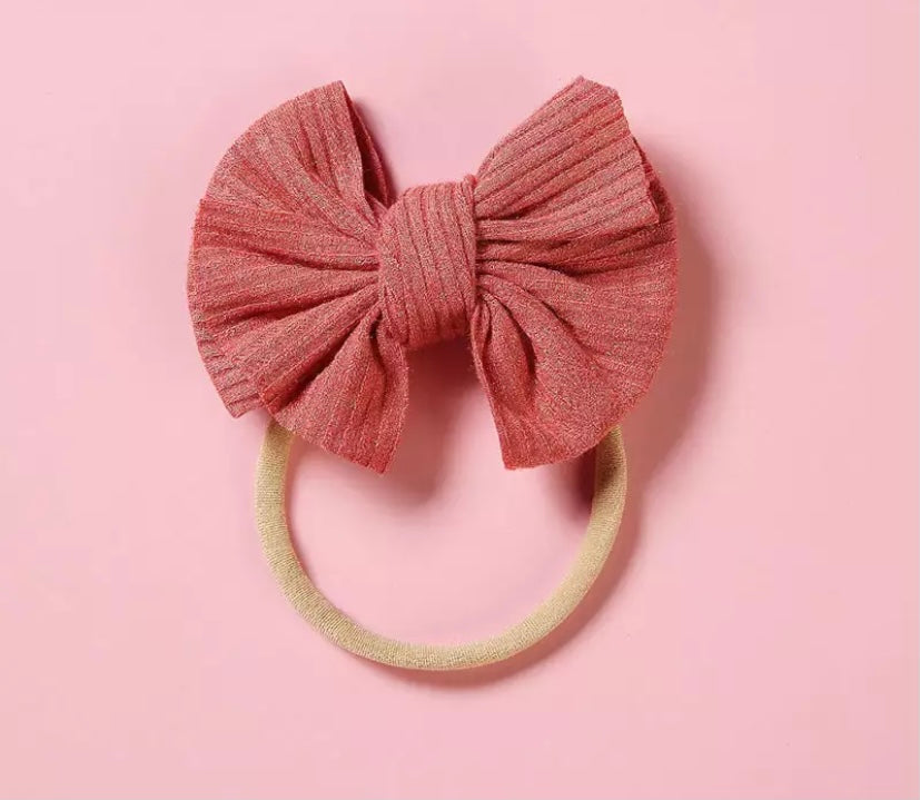 Dainty ribbed bow headbands