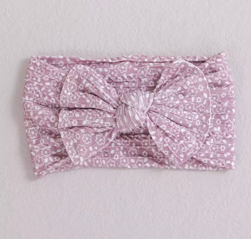 Floral cable knit bow headbands