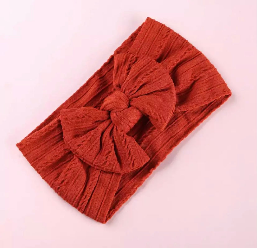 Cable knit bow headbands