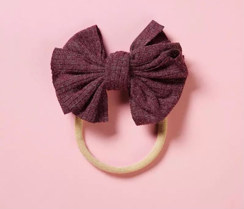 Dainty ribbed bow headbands