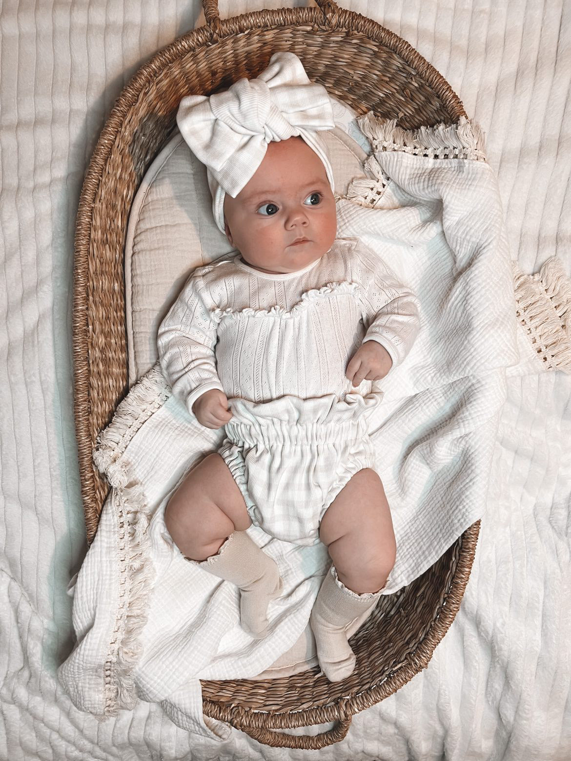 Nude Vienna gingham chunky top knot