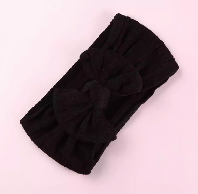 Cable knit bow headbands