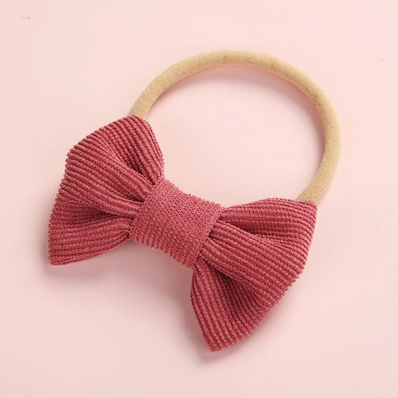 Dainty corduroy bow headbands