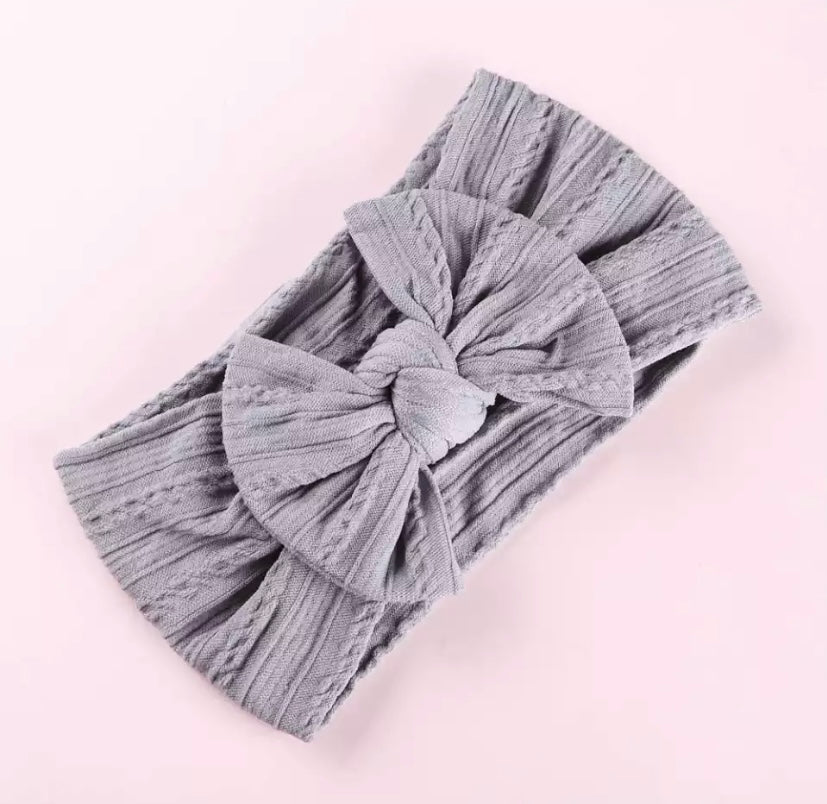 Cable knit bow headbands