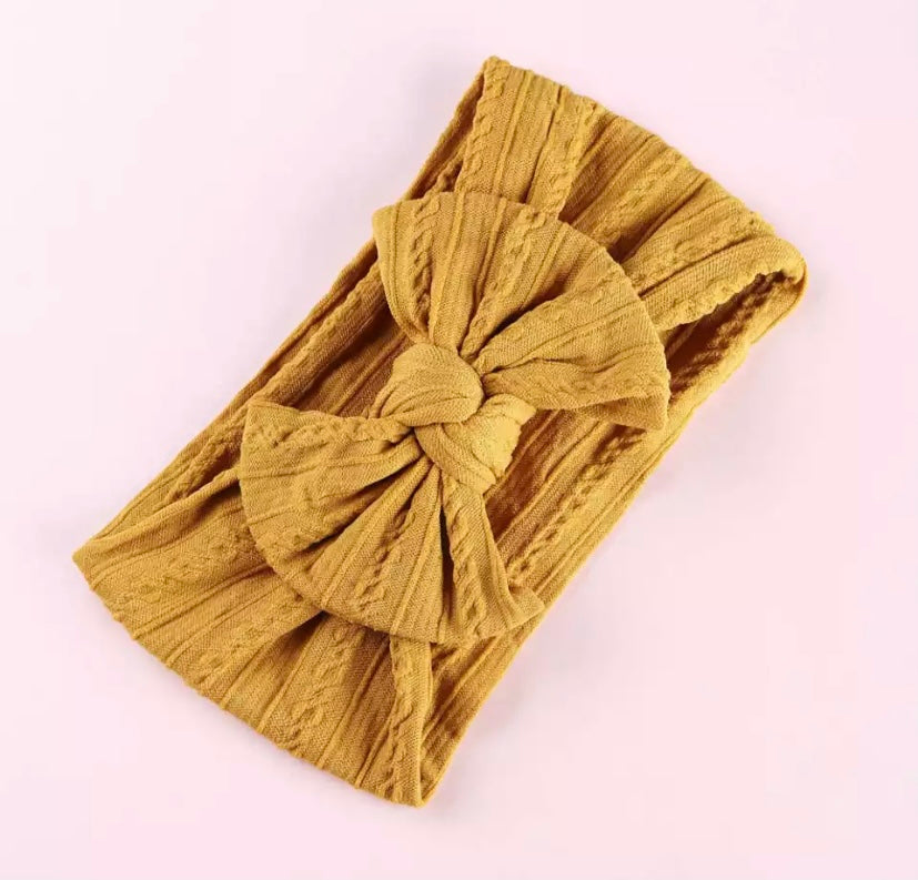 Cable knit bow headbands