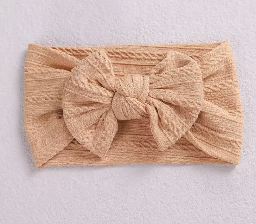 Neutral cable knit bow headbands