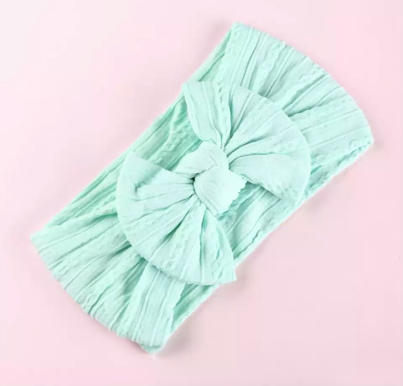 Cable knit bow headbands