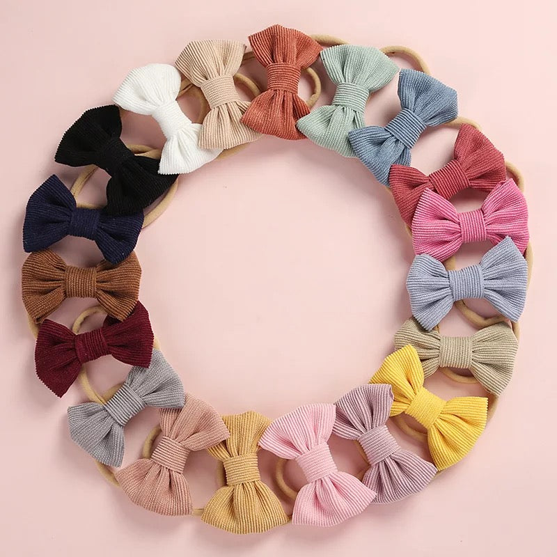 Dainty corduroy bow headbands