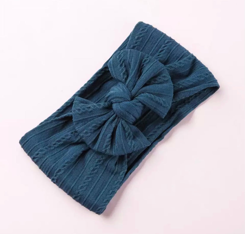 Cable knit bow headbands