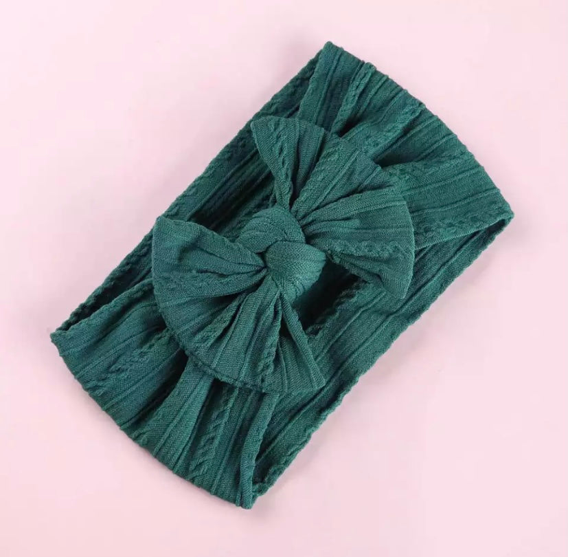 Cable knit bow headbands