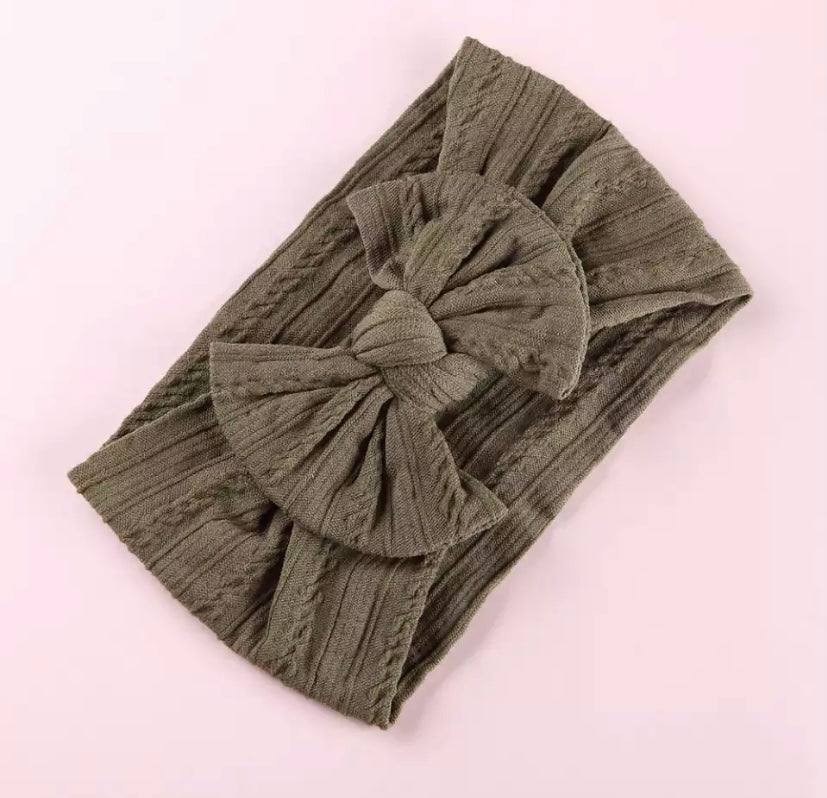 Cable knit bow headbands