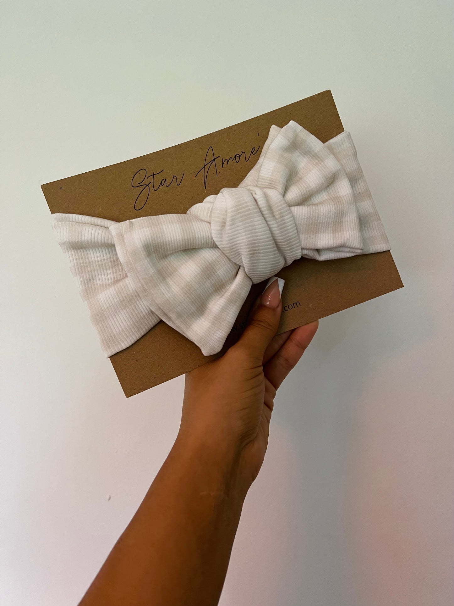 Nude Vienna gingham chunky top knot