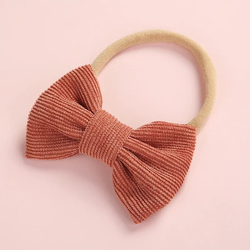 Dainty corduroy bow headbands