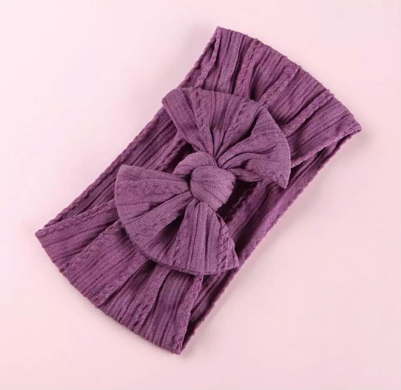 Cable knit bow headbands