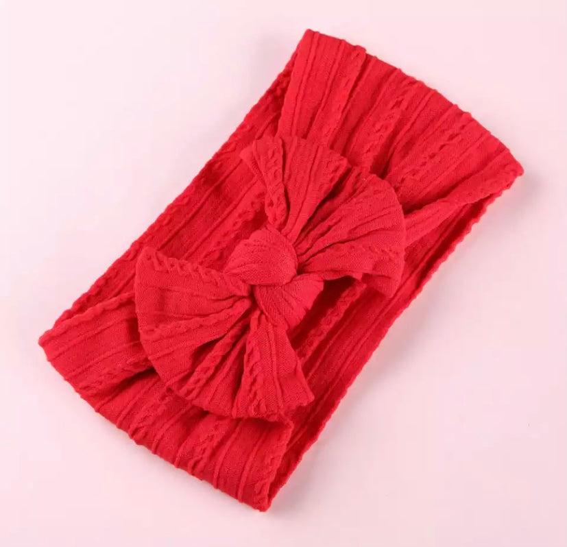 Cable knit bow headbands