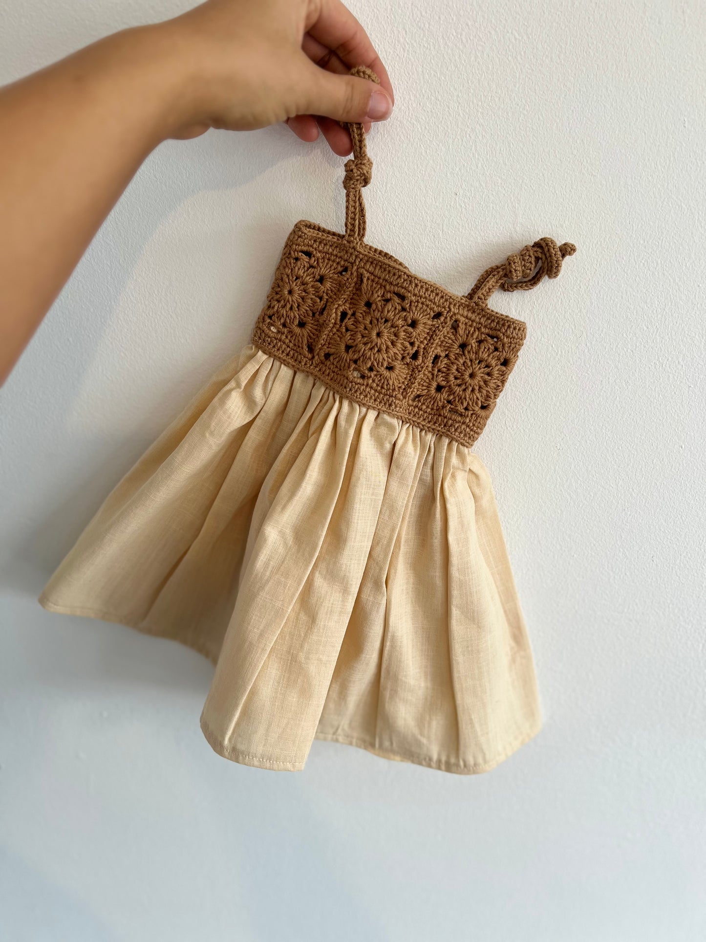 The crochet dress in tan