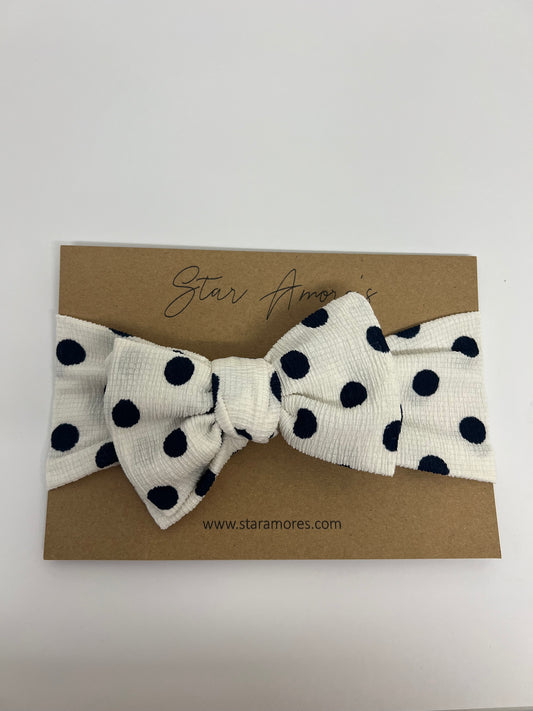 Navy polka dot chunky top knot