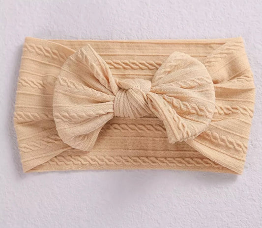 Neutral cable knit bow headbands