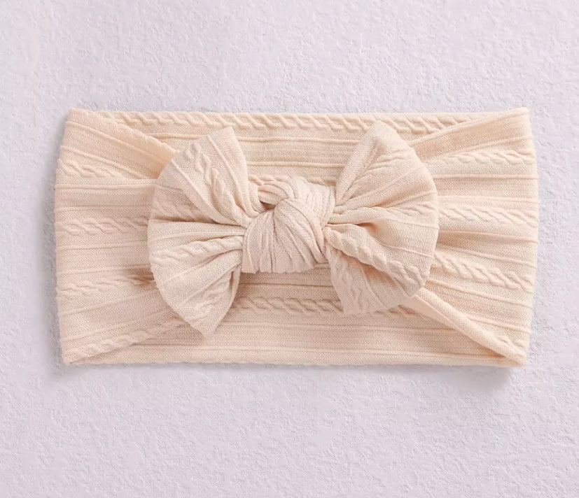 Neutral cable knit bow headbands