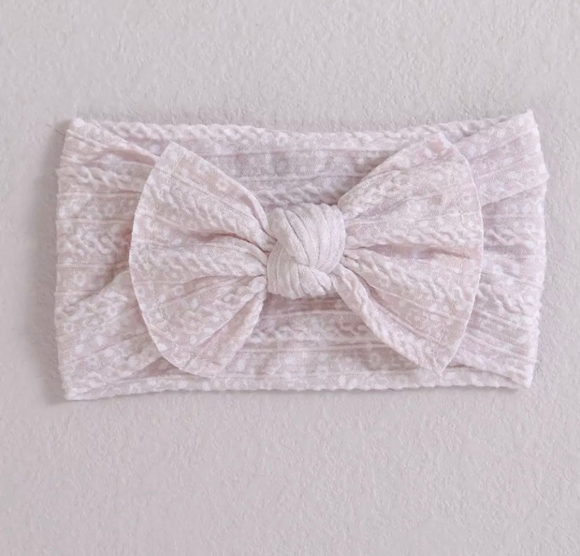 Floral cable knit bow headbands