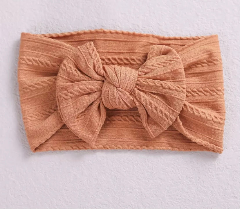 Neutral cable knit bow headbands